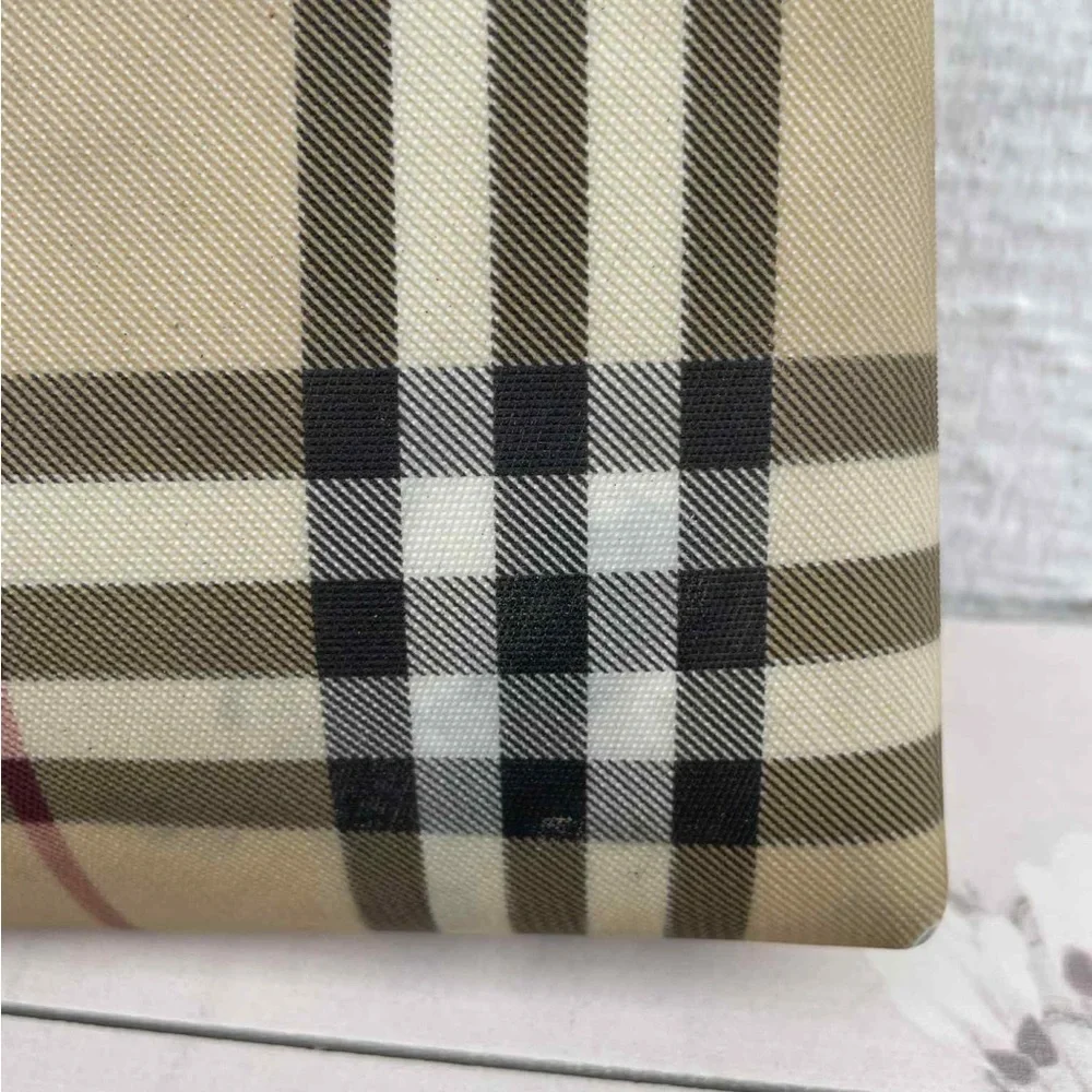 Burberry Beige and Black Check Cosmetic Bag